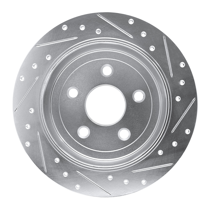 Jeep Wrangler Brake Rotor (1) - Rear Left - R1 Concepts - Drilled & Slotted - Silver - `07-`18